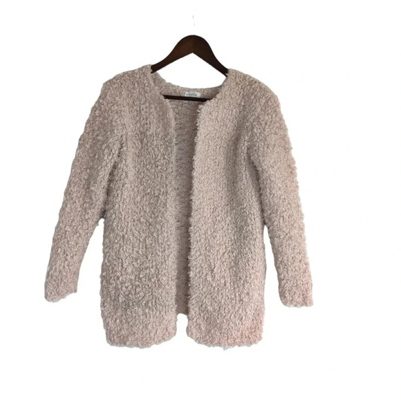 Zara Girls Sherpa Light Pink Open Jacket Cardigan with Pockets Sz 13-14 - Picture 2 of 9